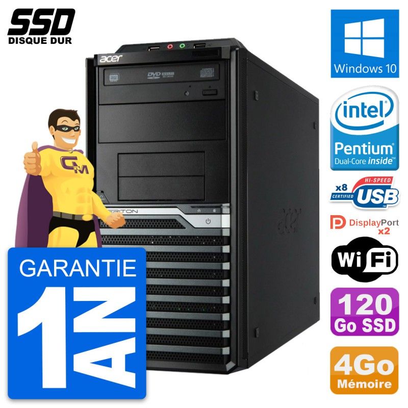 Acer Veriton M4630G Desktop PC - Intel G3220, 4GB RAM, 120GB SSD, Windows 10, WiFi