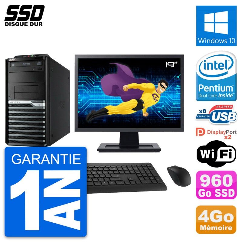 Acer Veriton M4630G 19-Inch Desktop Computer - Intel Pentium G3220, 4GB RAM, 960GB SSD, Windows 10