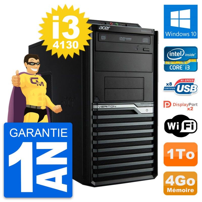 Acer Veriton M4630G Intel i3-4130 4GB RAM 1TB HDD Windows 10 WiFi Desktop PC