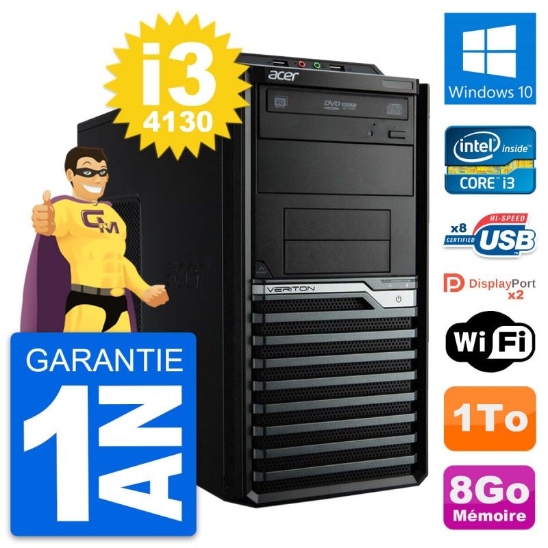Acer Veriton M4630G Intel i3-4130 8GB RAM 1TB HDD Windows 10 WiFi Desktop PC