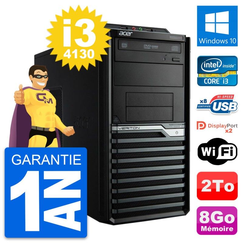 Acer Veriton M4630G Intel i3-4130 8GB RAM 2TB HDD Windows 10 WiFi Desktop PC