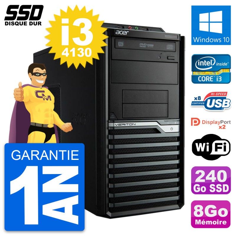 Acer Veriton M4630G Intel i3-4130 8GB RAM 240GB SSD Windows 10 WiFi Desktop PC