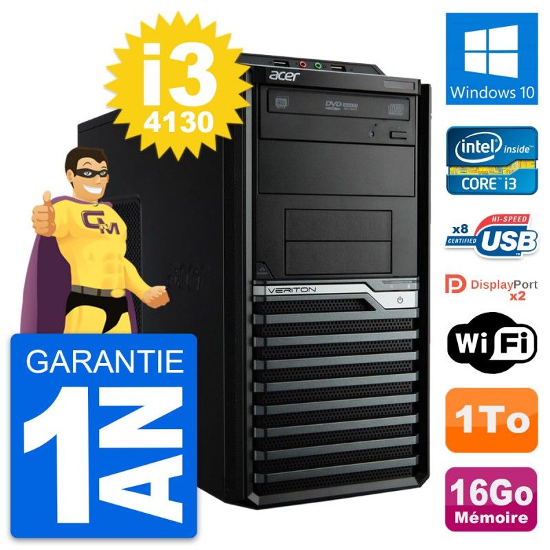 Acer Veriton M4630G Desktop Computer - Intel i3-4130, 16GB RAM, 1TB HDD, Windows 10, WiFi