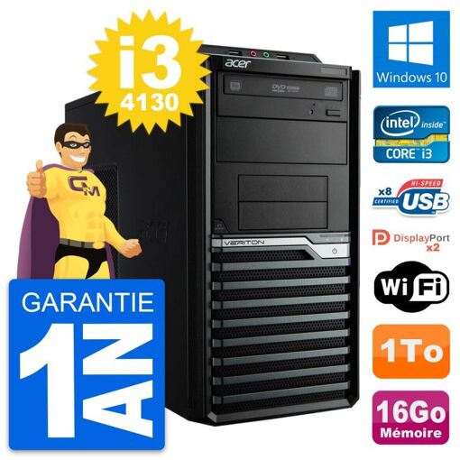Acer Veriton M4630G Desktop Computer - Intel i3-4130, 16GB RAM, 1TB HDD, Windows 10, WiFi