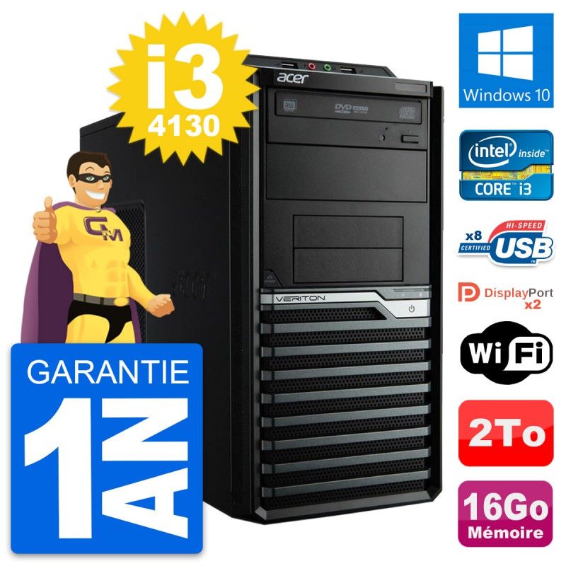 Acer Veriton M4630G Desktop PC - Intel i3-4130, 16GB RAM, 2TB HDD, Windows 10, WiFi