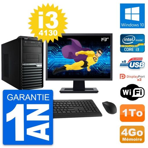Acer Veriton M4630G 19-inch Desktop Computer, Intel i3-4130, 4GB RAM, 1TB HDD, Windows 10