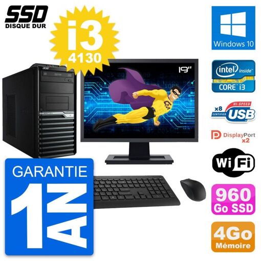 Acer Veriton M4630G 19-Inch PC (Intel i3, 4GB RAM, 960GB SSD, Windows 10)