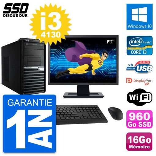 Acer Veriton M4630G 19-inch Desktop PC - Intel i3-4130, 16GB RAM, 960GB SSD, Windows 10
