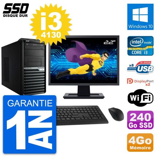 Acer Veriton M4630G 22-inch All-in-One PC - Intel i3, 4GB RAM, 240GB SSD, Windows 10