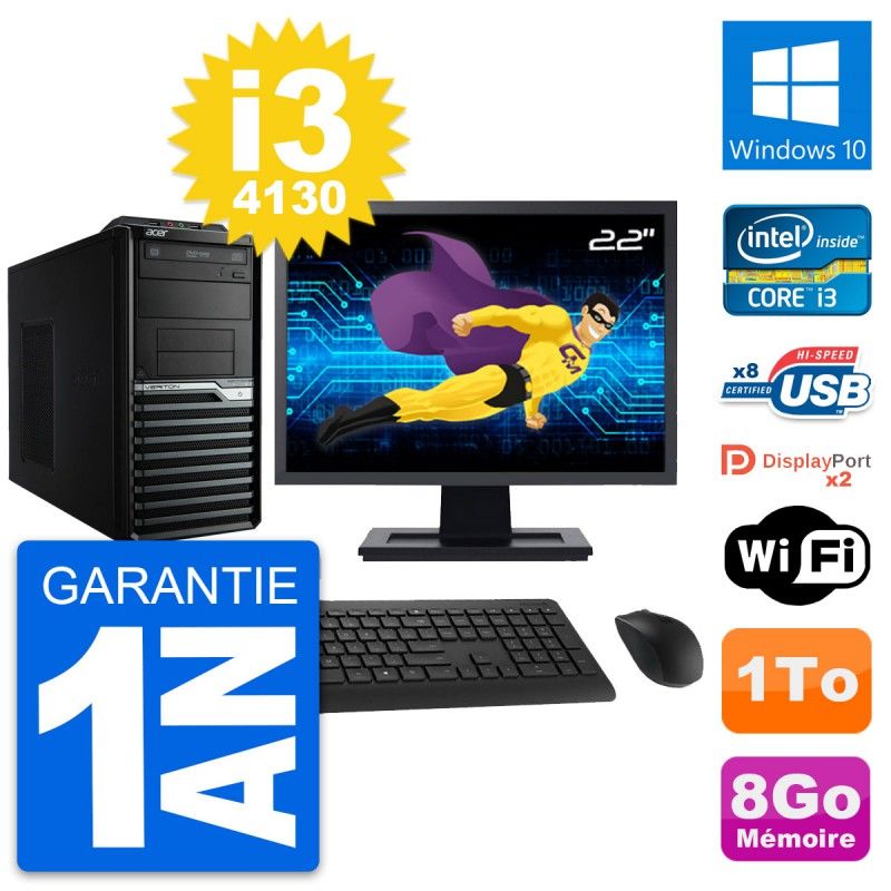 Acer Veriton M4630G 22-Inch Desktop PC (Intel i3-4130, 8GB RAM, 1TB HDD, Windows 10)
