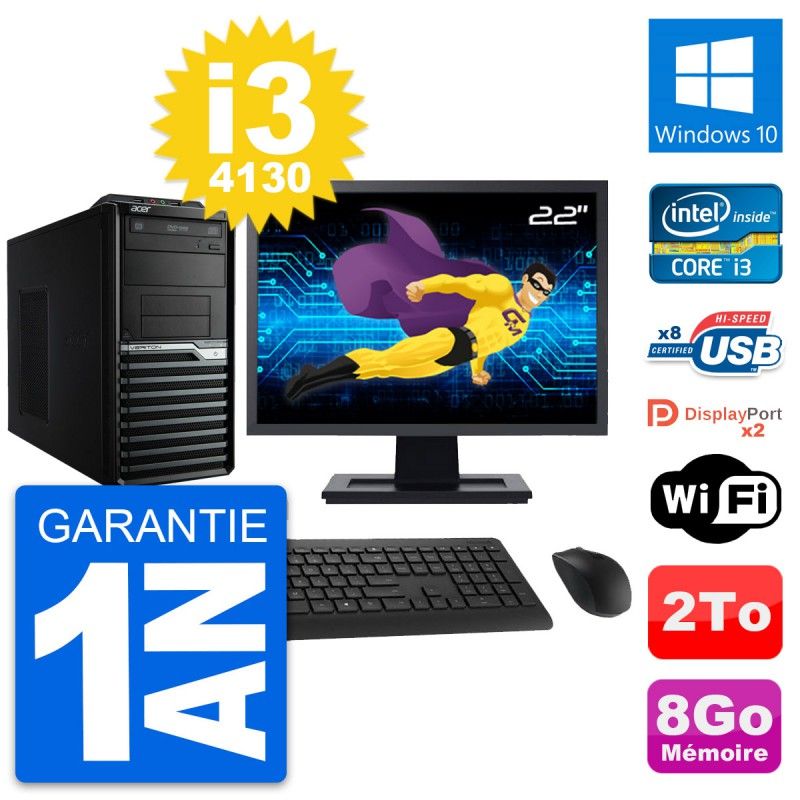 Acer Veriton M4630G 22-Inch Desktop PC - Intel i3-4130, 8GB RAM, 2TB HDD, Windows 10