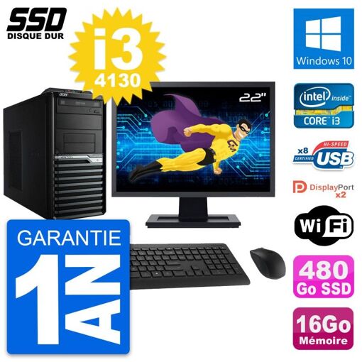 Acer Veriton M4630G 22-inch All-in-One PC - Intel i3, 16GB RAM, 480GB SSD, Windows 10