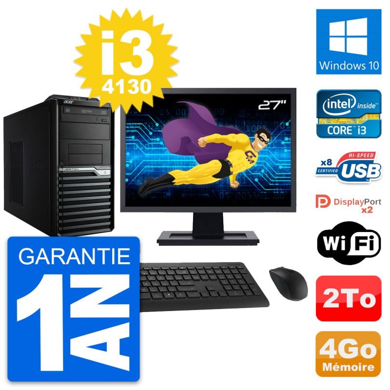 Acer Veriton M4630G 27-Inch PC (Intel i3-4130, 4GB RAM, 2TB HDD, Windows 10)
