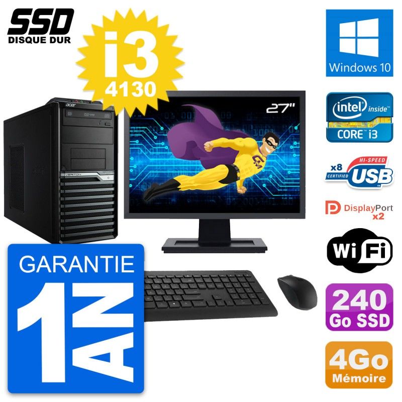 Acer Veriton M4630G 27-inch All-in-One PC - Intel i3-4130, 4GB RAM, 240GB SSD, Windows 10