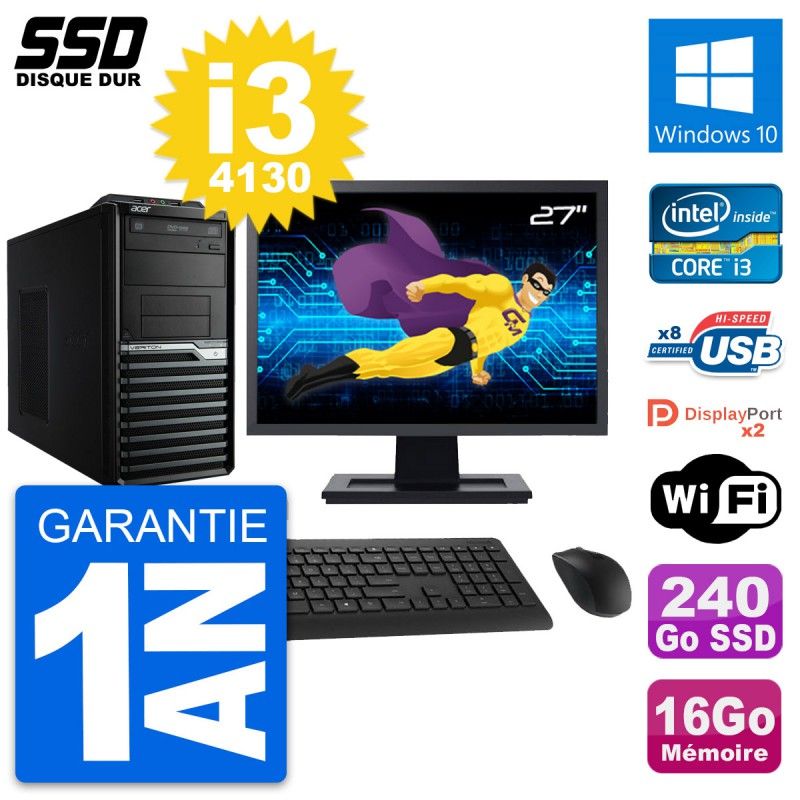 Acer Veriton M4630G 27-inch All-in-One PC - Intel i3-4130, 16GB RAM, 240GB SSD, Windows 10