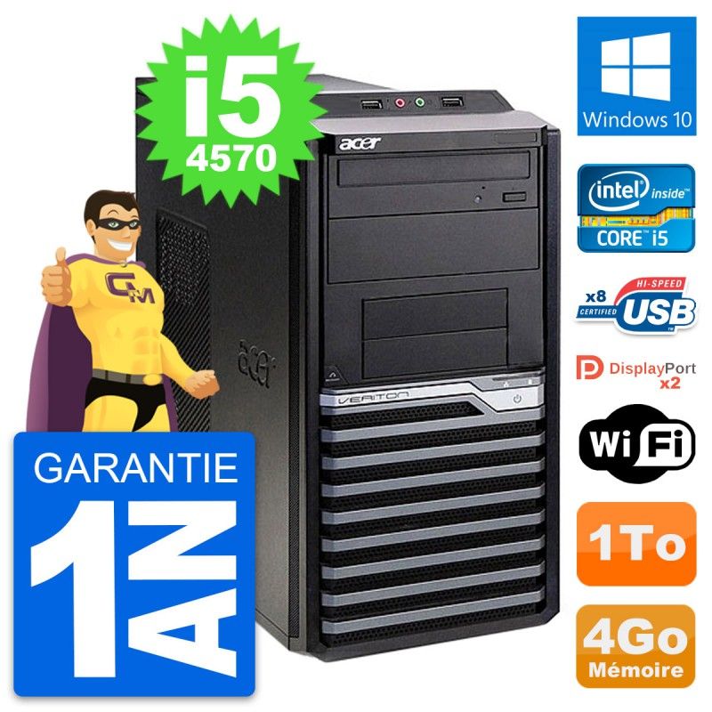 Acer Veriton M4630G Intel i5-4570 4GB RAM 1TB HDD Windows 10 WiFi Desktop PC