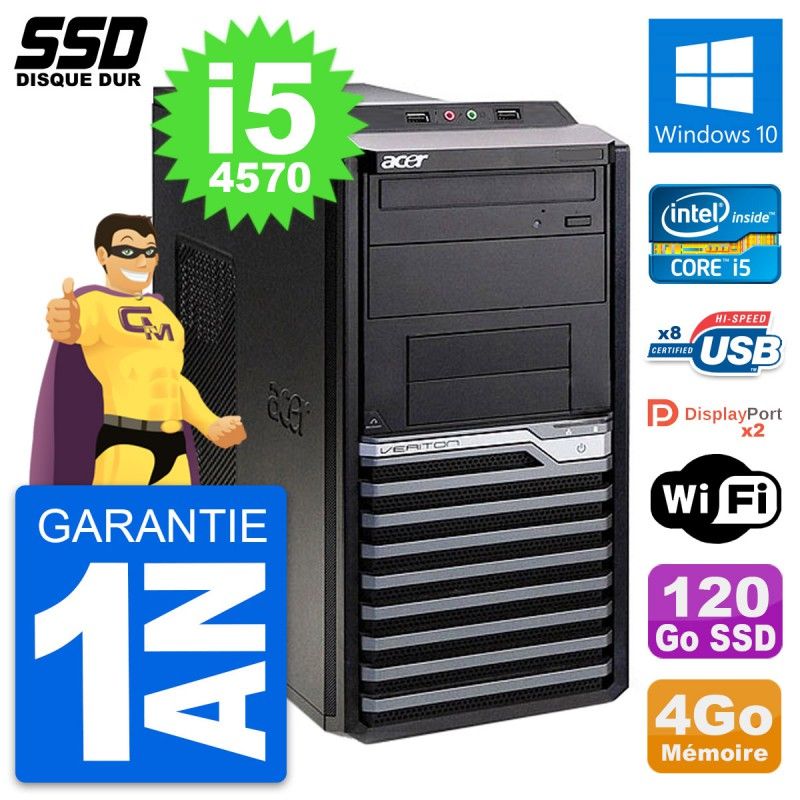 Acer Veriton M4630G Intel i5-4570 4GB RAM 120GB SSD Windows 10 WiFi Desktop Computer