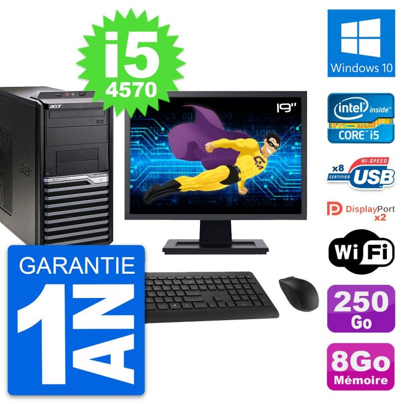Acer Veriton M4630G 19-Inch PC (Intel i5, 8GB RAM, 250GB HDD, Windows 10)