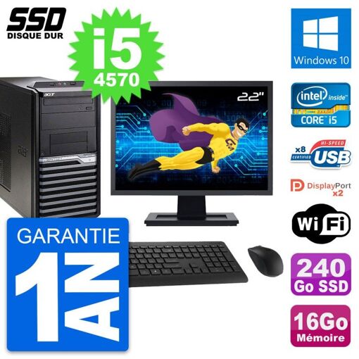 Acer Veriton M4630G 22-Inch All-in-One PC (Intel i5-4570, 16GB RAM, 240GB SSD, Windows 10)