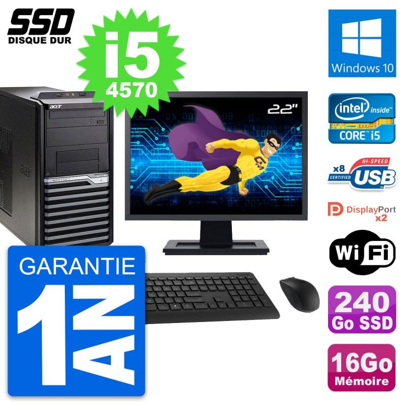 Acer Veriton M4630G 22-Inch All-in-One PC (Intel i5-4570, 16GB RAM, 240GB SSD, Windows 10)
