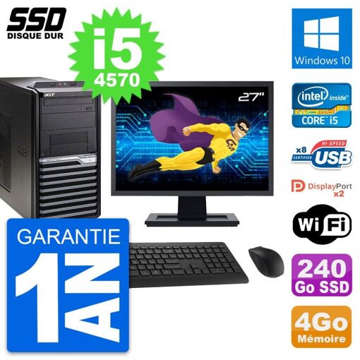 Acer Veriton M4630G 27-inch All-in-One PC - Intel i5, 4GB RAM, 240GB SSD, Windows 10