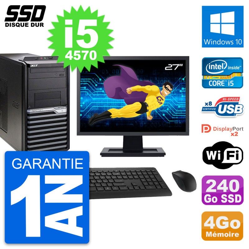 Acer Veriton M4630G 27-inch All-in-One PC - Intel i5, 4GB RAM, 240GB SSD, Windows 10