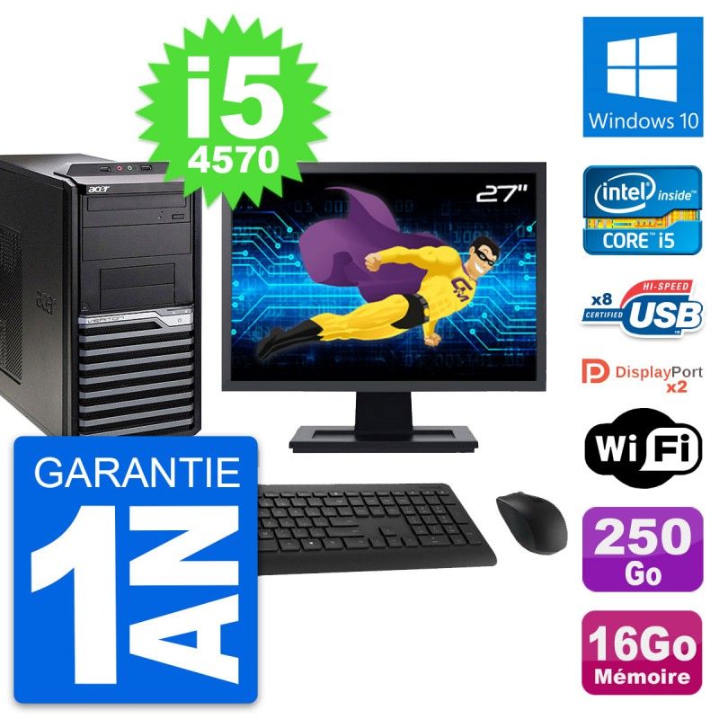 Acer Veriton M4630G 27-Inch Core i5-4570, 16GB RAM, 250GB HDD, Windows 10, WiFi