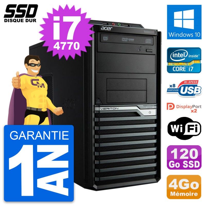 Acer Veriton M4630G Intel i7-4770 4GB RAM 120GB SSD Windows 10 Wifi Desktop PC