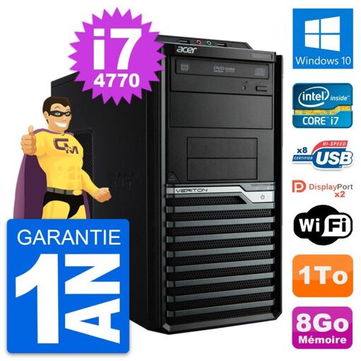 Acer Veriton M4630G Intel i7-4770 8GB RAM 1TB HDD Windows 10 WiFi Desktop PC