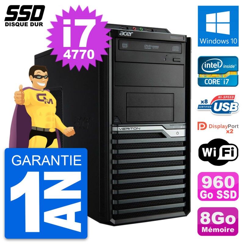 Acer Veriton M4630G Intel i7-4770 8GB RAM 960GB SSD Windows 10 PC