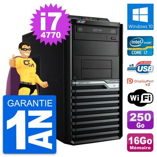 Acer Veriton M4630G Intel i7-4770 16GB RAM 250GB SSD Windows 10 WiFi Desktop PC