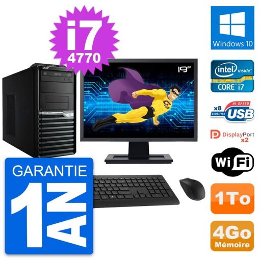 Acer Veriton M4630G 19-Inch Desktop PC - Intel i7-4770, 4GB RAM, 1TB HDD, Windows 10