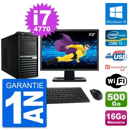 Acer Veriton M4630G 19-Inch Core i7-4770, 16GB RAM, 500GB HDD, Windows 10, WiFi