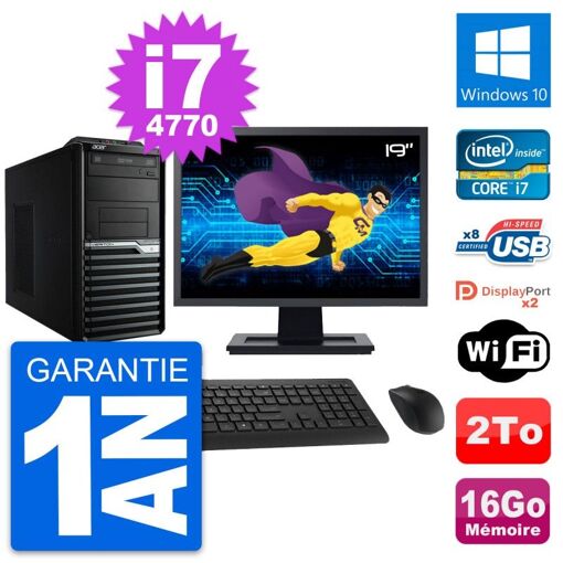 Acer Veriton M4630G 19-Inch Desktop PC - Intel i7-4770, 16GB RAM, 2TB HDD, Windows 10