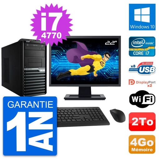 Acer Veriton M4630G 22-inch All-in-One PC - Intel i7, 4GB RAM, 2TB HDD, Windows 10