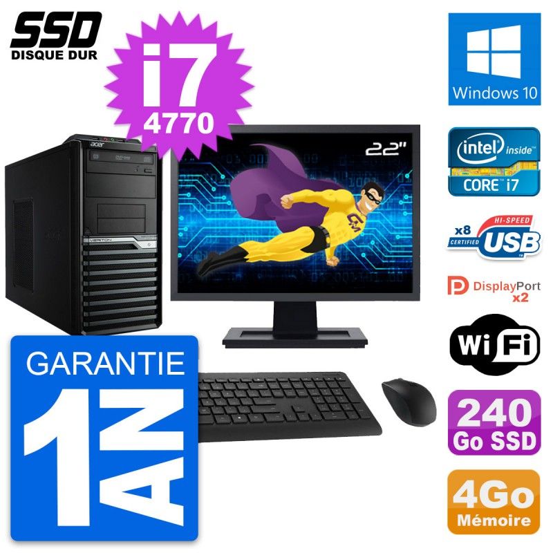 Acer Veriton M4630G 22-Inch Computer - Intel i7, 4GB RAM, 240GB SSD, Windows 10
