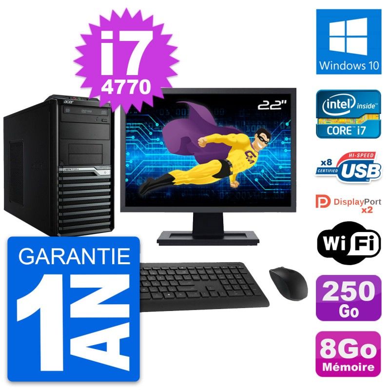 Acer Veriton M4630G 22-inch All-in-One PC - Intel i7, 8GB RAM, 250GB HDD, Windows 10