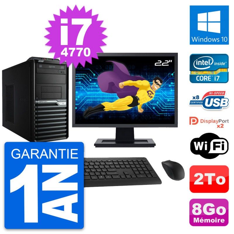 Acer Veriton M4630G 22-inch Desktop PC - Intel i7-4770, 8GB RAM, 2TB HDD, Windows 10, WiFi