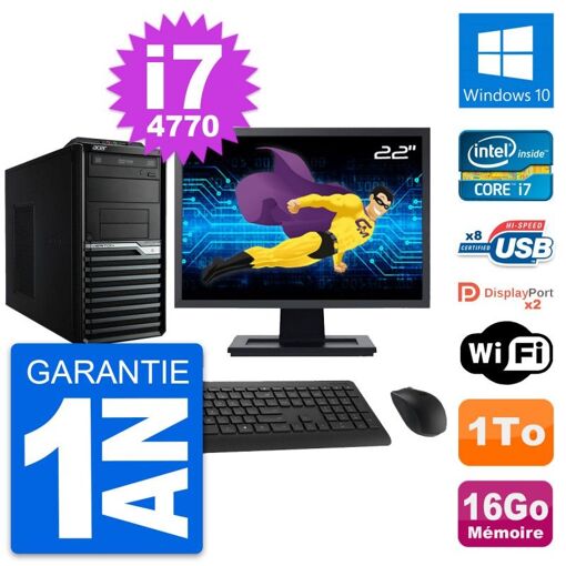 Acer Veriton M4630G 22-Inch All-in-One PC - Intel i7-4770, 16GB RAM, 1TB HDD, Windows 10