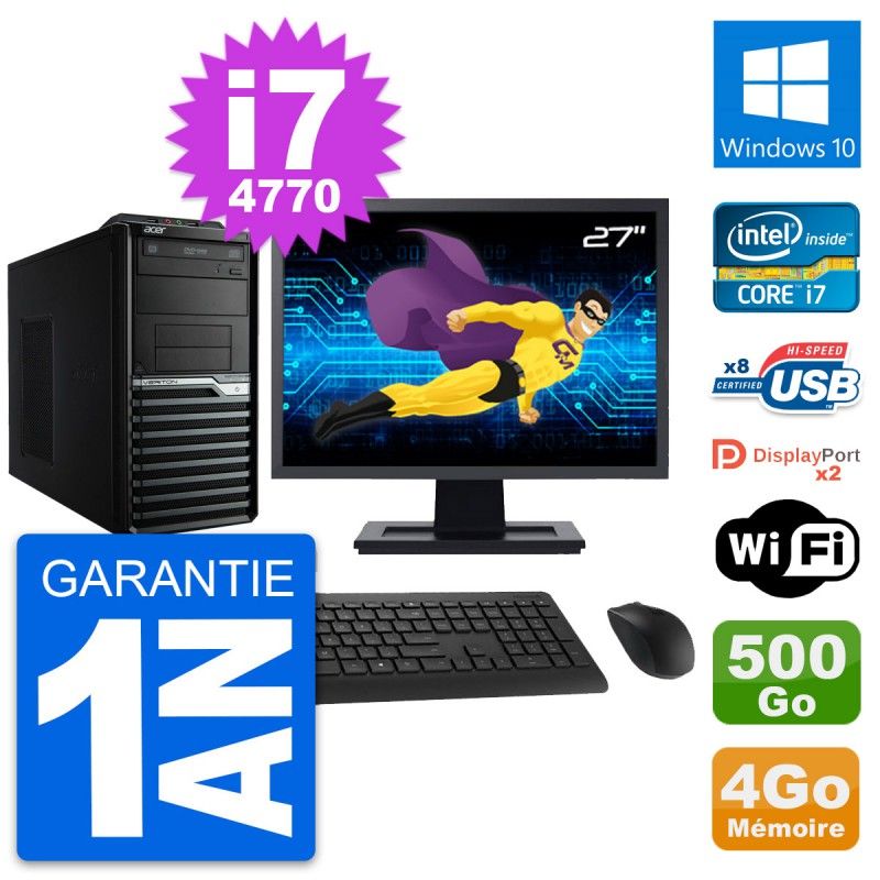 Acer Veriton M4630G 27-inch All-in-One PC - Intel i7, 4GB RAM, 500GB HDD, Windows 10