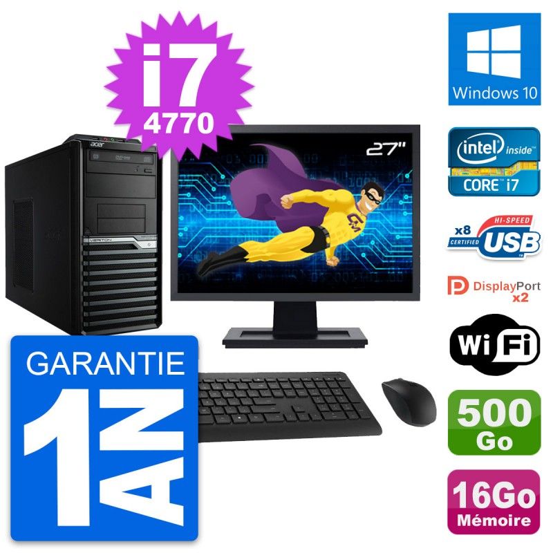 Acer Veriton M4630G 27-inch Core i7-4770, 16GB RAM, 500GB HDD, Windows 10, WiFi