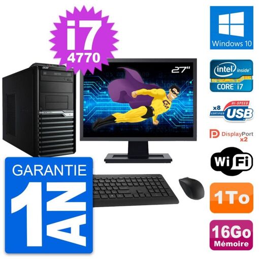 Acer Veriton M4630G 27-inch All-in-One PC - Intel i7-4770, 16GB RAM, 1TB HDD, Windows 10