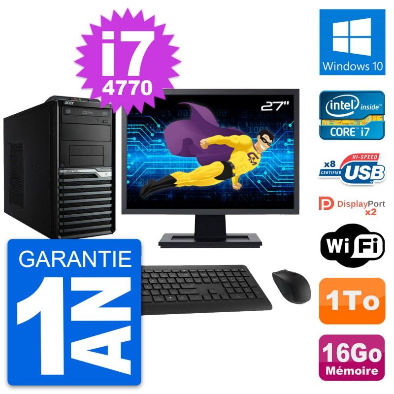 Acer Veriton M4630G 27-inch All-in-One PC - Intel i7-4770, 16GB RAM, 1TB HDD, Windows 10
