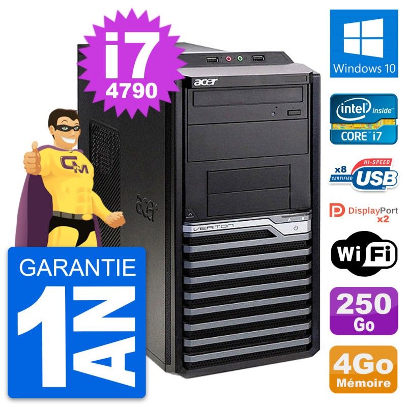 Acer Veriton M4630G Intel i7-4790 4GB RAM 250GB HDD Windows 10 WiFi Desktop PC
