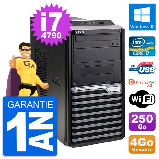 Acer Veriton M4630G Intel i7-4790 4GB RAM 250GB HDD Windows 10 WiFi Desktop PC