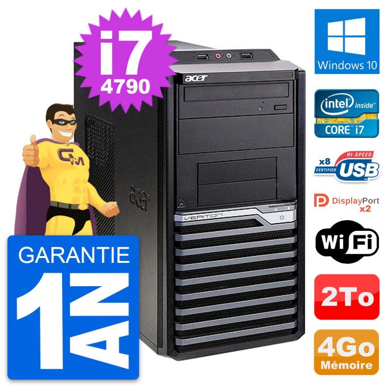 Ordinateur de bureau Acer Veriton M4630G Intel i7-4790 4 Go de RAM 2 To HDD Windows 10 Wifi