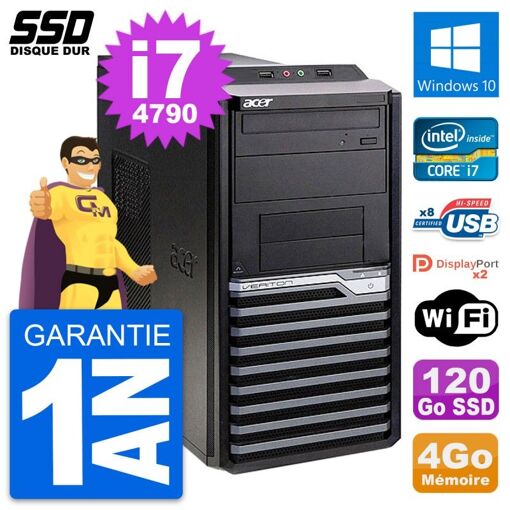 Acer Veriton M4630G Intel i7-4790 4GB RAM 120GB SSD Windows 10 Wifi Desktop PC