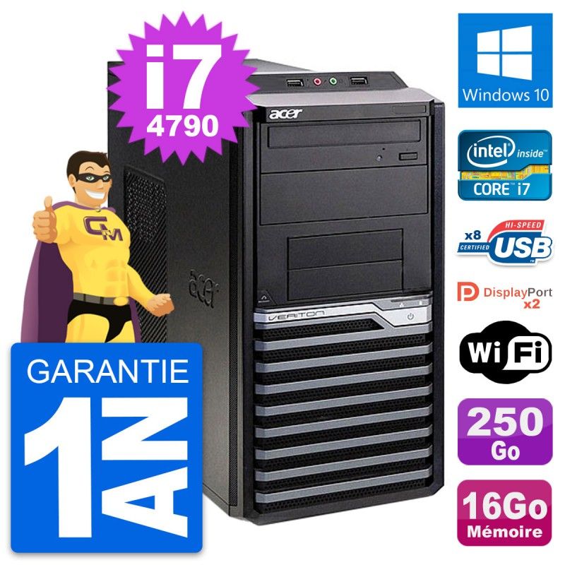 Acer Veriton M4630G Intel i7-4790 16GB RAM 250GB SSD Windows 10 WiFi Desktop Computer