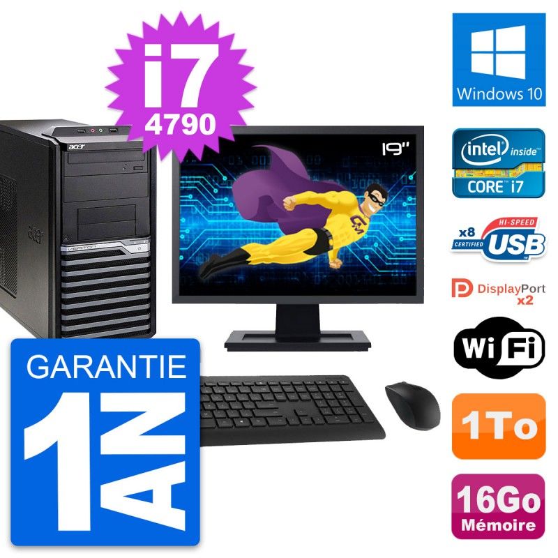 Acer Veriton M4630G 19-Inch Desktop PC - Intel i7-4790, 16GB RAM, 1TB HDD, Windows 10