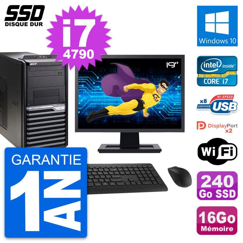 Acer Veriton M4630G 19-Inch All-in-One Desktop PC - Intel i7-4790, 16GB RAM, 240GB SSD, Windows 10